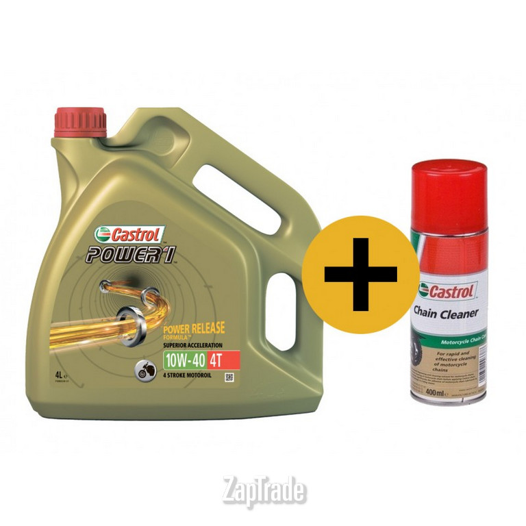 ������ �������� ����� Castrol �����-����� �������� ����� Power 1 4T , 4 � + ���������� ��� ���� Chain Cleaner, 400 ��,  � ��������-�������� � ������