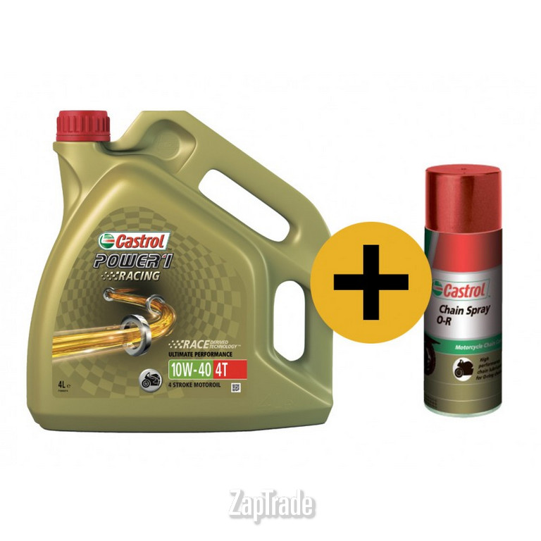 ������ �������� ����� Castrol �����-����� �������� ����� Power 1 Racing 4T, 4 � + ������ ��� ���� Chain Spray O-R, 400 ��,  � ��������-�������� � ������